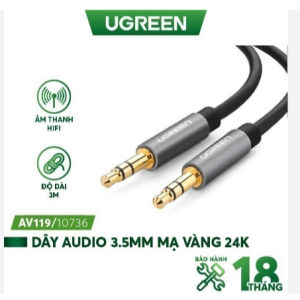 Cáp Audio 3.5mm dây tròn mạ vàng 24K Ugreen AV119 - Ugreen 10732/10733/10734/10735/10736 cao cấp