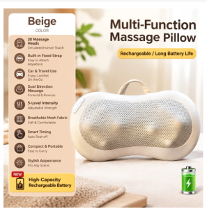 【2026New】MIYAMOKI Multifunction Massage Pillow Electric Cordless Rechargeable Neck Back Massager Hot Compress