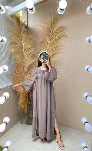 NADIN DRESS / DASTER ZARA CRINKLE TANGAN PANJANG / DASTER KERUT DADA