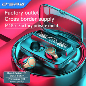 C-SAW M18 TWS Bluetooth 5.1 Earphones 5000mAh Charging Box Wireless Headphone 9D Stereo Sports Waterproof Earbuds Headsets with Microphone