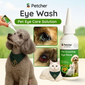 Petcher Eye Cleanser 100ml Tear Stain Remover and Anti-Inflammatory Eye Care Drops for Dogs and Cats