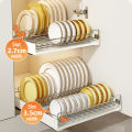 Veckle Pull-out Basket for Kitchen Cabinet Stainless Steel Dish Rack Organizer Pullout Shelves Plates Organizer. 