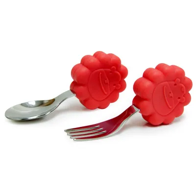 Marcus & Marcus Toddler Self-Feeding Training Spoon & Fork Set with Cutlery Case | BLW Utensils | Palm Grasp Design