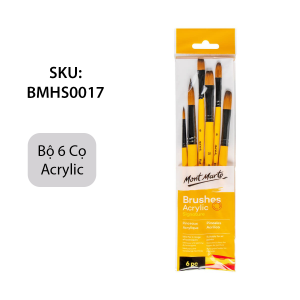 [Giao Hỏa Tốc] Bộ 6 Cọ Acrylic Mont Marte Gallery Series Brush Set Acrylic 6pce BMHS0017