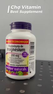 Thực Phẩm Bảo Vệ Sức Khoẻ Magnesium Bisglycinate 200mg - Webber Naturals Cải Thiện Giấc Ngủ Giảm Stress - - Giảm căng thẳng lo âu giúp thư giãn. - Giảm đau nhức cơ bắp hỗ trợ phục hồi sau tập luyện. - Hỗ trợ sức khỏe tim mạch ổn định huyết áp.