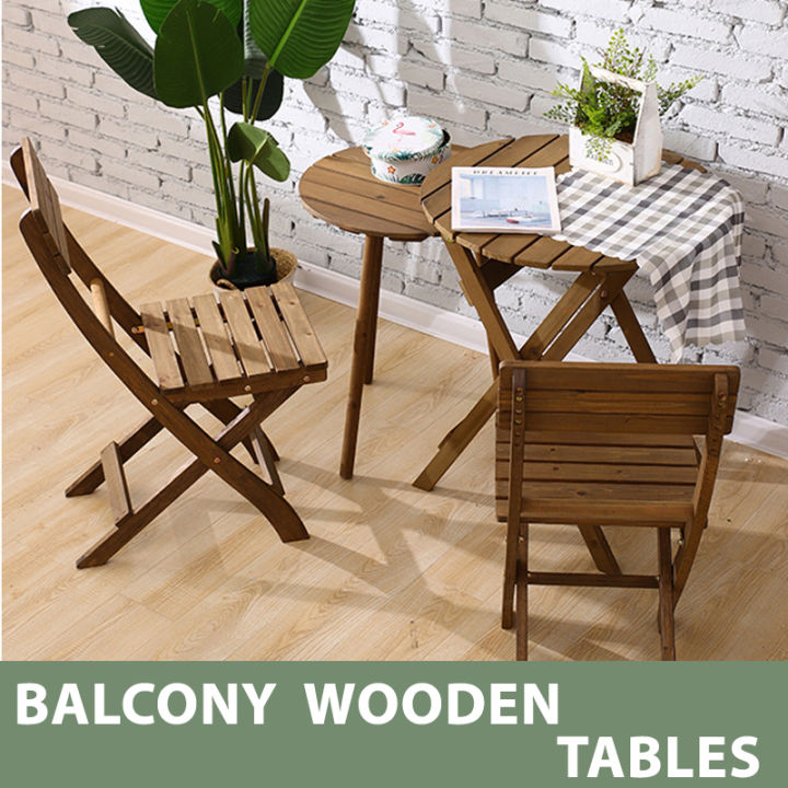 Classic Wooden Folding Foldable Portable Balcony Coffee Picnic