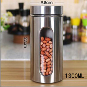 【SKIT SG】Airtight Food Storage Container - Large Stainless Steel Glass Interior Storage & Organization Set Stainless Steel Sealed Grain Jar Glass Kitchen Supplies Kitchen Canisters & Jars For Coffee Flour Pasta Rice Spices Herbs