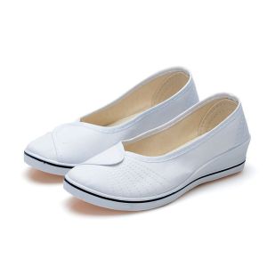 Free Shipping-Issued Nurse Shoes Summer Soft-Soled Shoes WomenS Flat Shoes Low-Heeled Work Shoes Canvas White Sneakers For Beauty Salons
