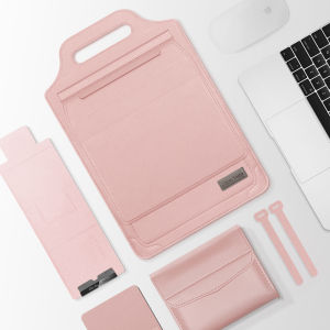 LC-08 Premium Leather Sleeve Case Stand Mousepad Sleek Tas for Laptop Notebook for Macbook 13 14 Inch