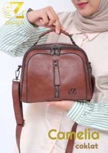 Ziwafa Tas Selempang Jinjing Wanita Kulit Camelia Fashionable