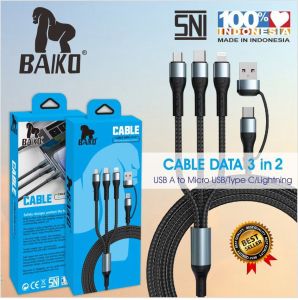 BAIKO USB A to Micro USB / Type C / Lightning Kabel Data 3 in 2