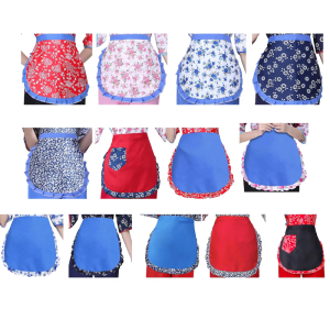 Women Apron Flower Print Waist Apron Cooking Baking Apron Waitress Servant Apron for Kid Adult Cosplay Themed Event