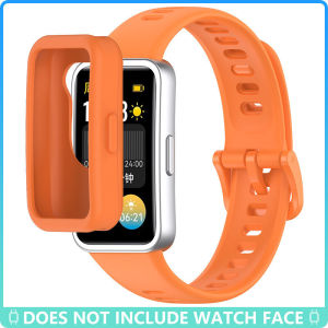 2-in-1 Silicone Strap + Bumper Case for Huawei Band 10/9/8 NFC – Soft Sport Band with Protective Cover Replacement Wristband Set