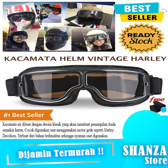 BISA COD Kacamata Helm Bogo Retro Goggles Classic Vintage Harley