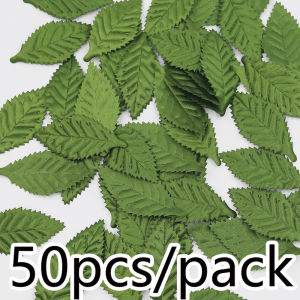 (50 chiếc/gói) 6cm lá mô phỏng hoa màu xanh lá cây handmade bó vải tấm phụ kiện may mặc mũ phụ kiện DIY phụ kiện