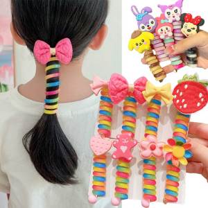 Korean Coil Hair Tie Kids Girl Ponytail Hair Rope Fashion Scrunchies Japanese Braided Telephone Cord Hair Ring