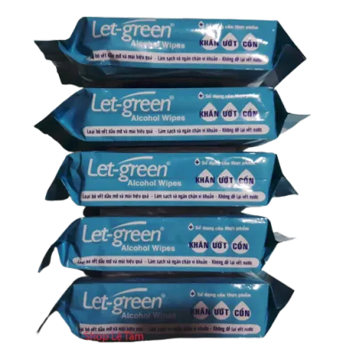 Combo 5 bao khăn ướt cồn let-gree loại 50 miếng /bao