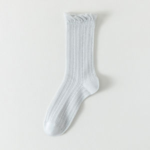 Kaos Kaki Wanita Katun Tipis Premium Korean Style Curly Korean Style Renda Ruffle Kaos Kaki Cewek Panjang Tinggi Renda Women Socks Cotton ISCH114