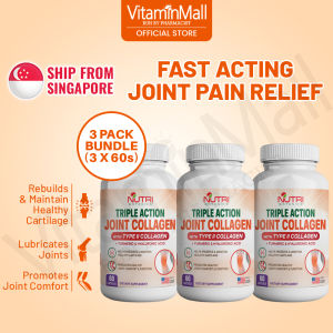 BUNDLE OF 3 - Nutri Botanics Joint Collagen Type II + Turmeric - Knee Joint Pain Relief Joint Supplement Joint Health  Support Cartilage Health