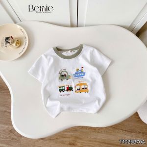 Áo thun áo tay ngắn chất thun cotton họa tiết Travel vui tươi bé trai size 9tới 28kg BERNIE T1025B70