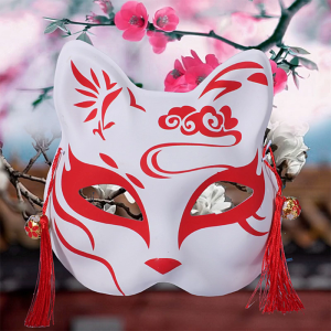 Japanese Anime Half Face Masquerade Foxes Festival Masks Halloween Party Rave Cosplay Props for Adult Mens Womens