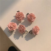 Korean Fashion Sweet Pink Rose Bow Hairpin Peach Duck Mouth Clip Girl Heart Clip Hair Accessories