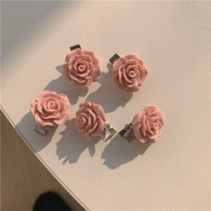 Korean Fashion Sweet Pink Rose Bow Hairpin Peach Duck Mouth Clip Girl Heart Clip Hair Accessories