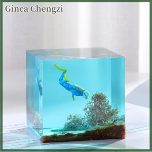 Ginca อุปกรณ์เติมเรซินขนาดเล็กรูปทิวทัศน์3D นักดำน้ำเครื่องประดับเรซินเสน่ห์ทำอุปกรณ์แม่พิมพ์ซิลิโคนสำหรับงานฝีมือทำมือทำจากเรซินแบบทำมือ
