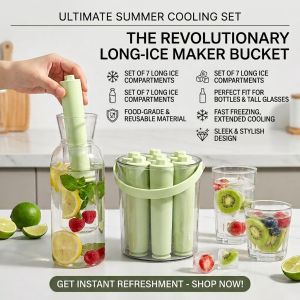 Silicone Ice Cube Tray Long Ice Stick Mold Food Grade Silicone BPA Free Flexible Ice Tray DIY Ice Block Maker Freezer Silicone Mold Storage Box Kitchen Gadget Bar Accessory