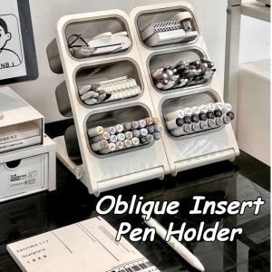 Oblique Insert Pen Holder Storage Box Large Capacity Desk Pen Bucket Storage Shelf Office Pen Holder