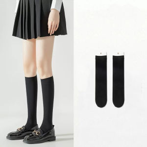 1/3pairs plain socks college summer black white socks knee high stocking cotton women