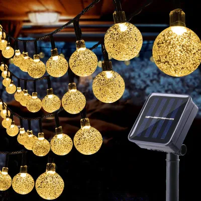 Solar Christmas lights Crystal ball 5M 7M 12M Outdoor Waterproof Led String Light Garland Festion Led Light Wedding Party Brithday Decorative Home Garden Fairy Lights