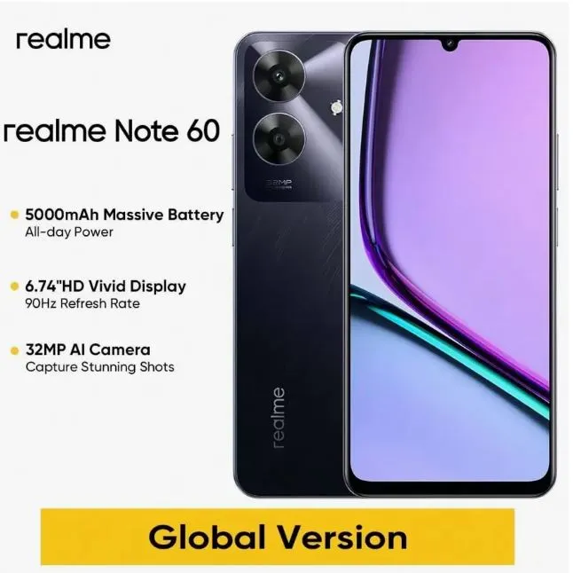 Realme Note 60 Unlocked Cellphone 6GB+128GB Global Version, 4G LTE