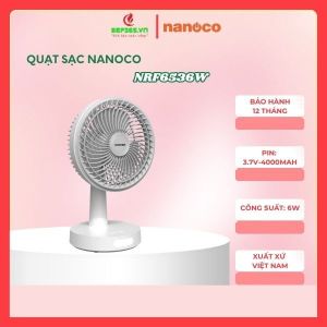 Quạt sạc để bàn Nanoco NRF6536W Bảo hành 12 tháng Công suất 6W - HCM