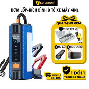 Bộ Kích Bình Bơm Lốp Oto Xe Máy CAR VIETNAM 12V Kiêm Sạc Dự Phòng Đèn Pin Chiếu Sáng Dung Lượng Pin 13000mah Bảo Hành 24 Tháng Lỗi Đổi Mới