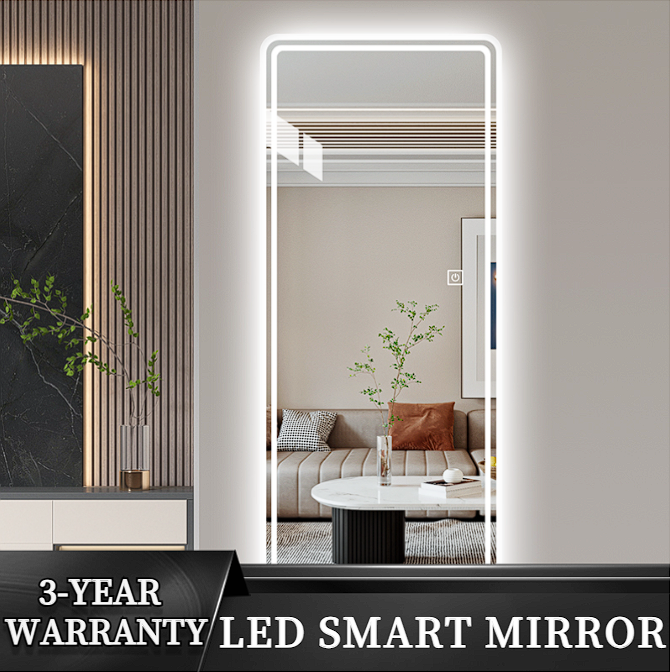 LED mirror full body mirror three-color light adjustable transparent ...