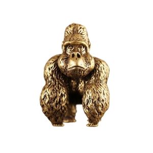 DIVATEN Miniature Size Gorilla Figurine Solid Vintage Gorilla Cast Bronze Statue Cute Antique Style Chimpanzee Model Desktop Decoration