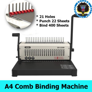 Rayson Binding Machine High-Capacity with 21 Hole Comb Binder 400 Sheet Binding Capacity and 22 Sheet Punching Capacity for A4 Documents SD-220B