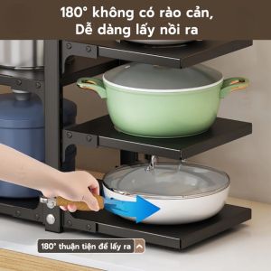Kệ Góc Bếp Chữ L 4+3 Khay Thép Carbon Dày Kệ Để Xoong Nồi Chịu Lực 50kg Tầng Điều Chỉnh Khay Rời