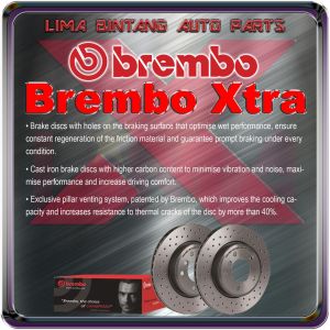 Honda City GM6 T9A  Jazz GK T5A Front Drilled Sport Brake Disc Rotor 1Pair [ BREMBO XTRA ] 2014-2019