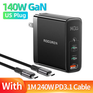 Rocoren 140W GaN USB C Sạc PPS PD 3.1 Quick Charge 4.0 QC 3.0 Type C Sạc Nhanh Cho Macbook Pro iPhone 14 Xiaomi Samsung
