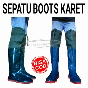 SEPATU BOOTS KARET PETANI SAWAH ANTI KEONG SEPATU SAWAH SEPATU BOAT KARET ((60cm))