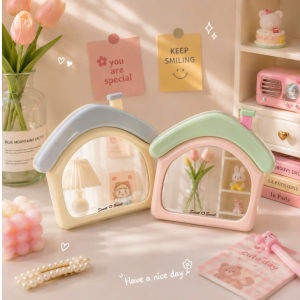 NGẪU NHIÊN Gương Mini Hình Ngôi Nhà Pastel Dễ Thương Trang Trí Bàn Học Chuẩn Hàn
