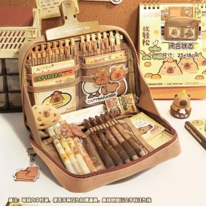 I Stationery 12 ชั้น น่ารัก คาปิบาระ ดินสอกรณีความจุขนาดใหญ่เครื่องสําอางถุงเก็บเดินทางเครื่องเขียนออแกไนเซอร์โรงเรียนสํานักงานอุป