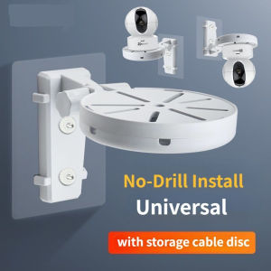 Universal CCTV Camera Wall Mount Bracket No Drill Installation Holder with Cable Storage Base for BabyHome Security