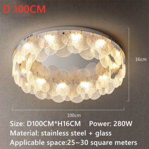 Round Crystal LED Ceiling Lamp Modern Living Room Bedroom Kitchen Island Ceiling Chandelier Creative Water Ripple Ceiling Light