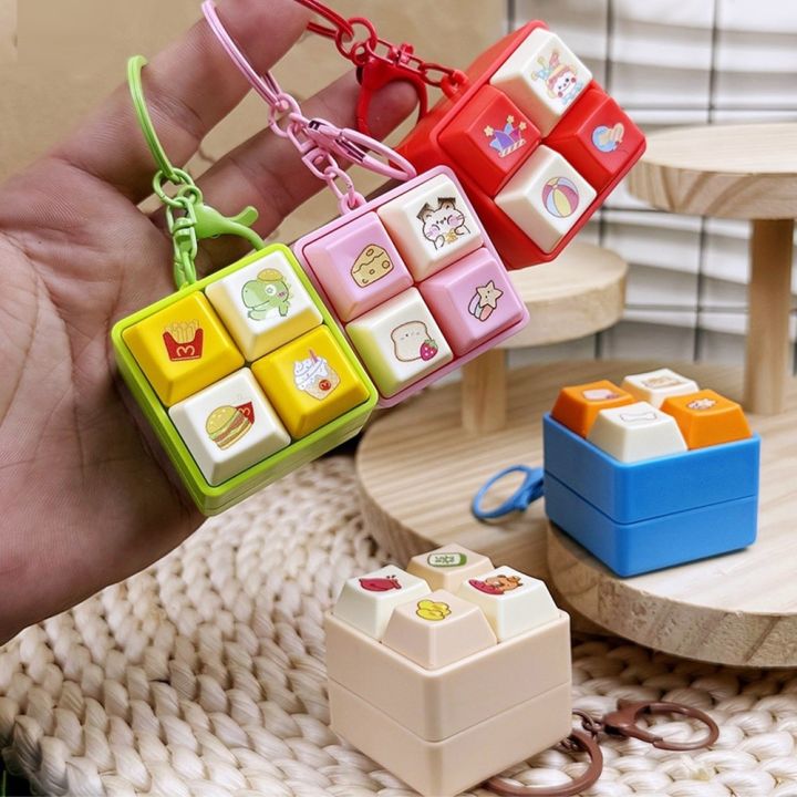 CREATIVE PAVILION DIY Keyboard Fidget Keychain Cartoon Keys Button ...