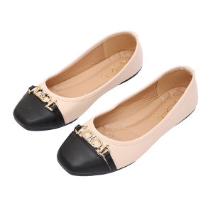 Sak Footywear Chain Detailed Dollshoes for Women - Stylish Flat Shoes with Gold Accents and Comfortable Fit SK-608