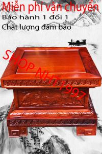 Đôn vuông đôn gỗ hương kỷ chiện chân loa gỗ cao 20cm