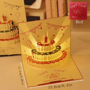 3D Cake Birthday Card with Music and Light Hand Engraved Blessing Card 3D Greeting Card Happy Birthday Card with Envelope Friends Gift